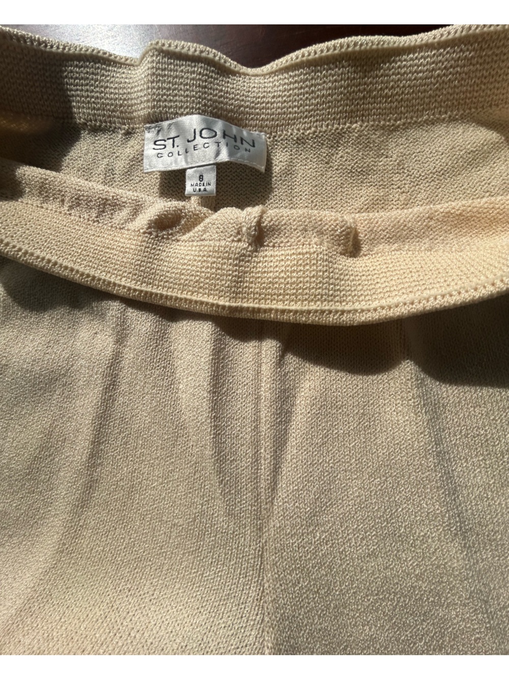 St. John Cream Knit Straight-Leg Pants - Picture 5 of 5